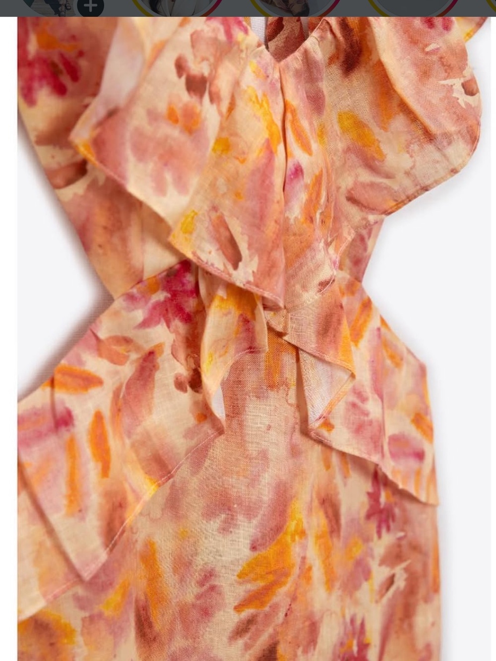 Zara Orange and Pink Floral Ruffle Maxi Dress - Picture 9 of 11